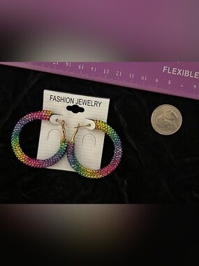 Fashion Jewelry Multicolor Crystal Hoop Earrings